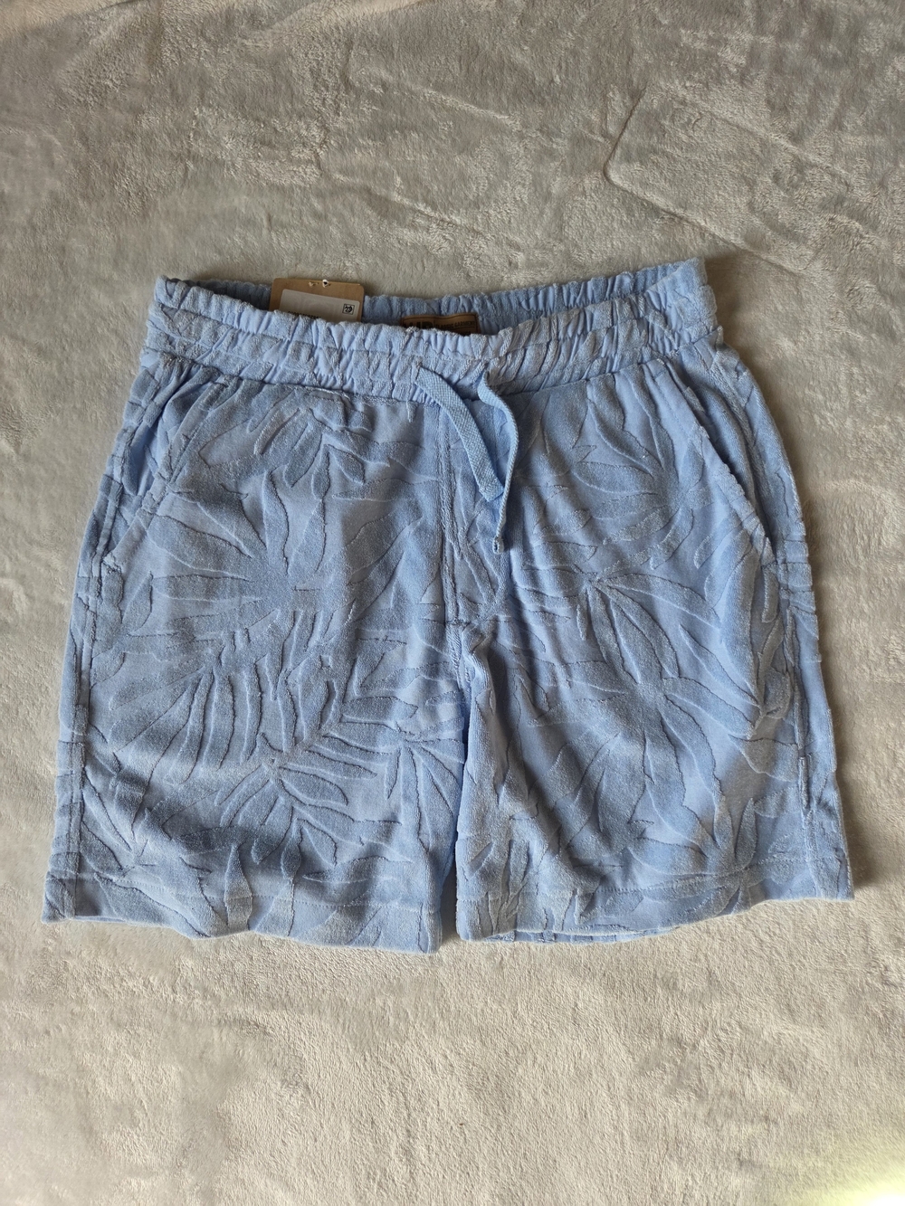 WP Weatherproof Men's Jacquard Terry Cloth Shorts Grey / Blue Size Medium
